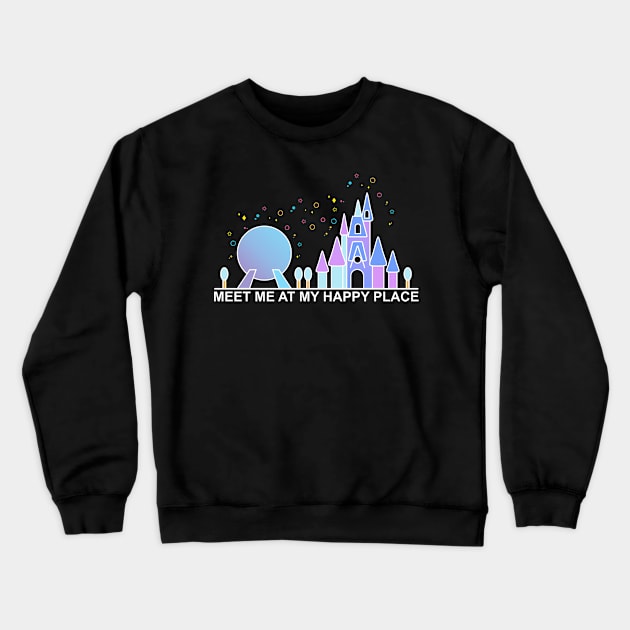 Meet At My Happy Place Quote For Camping Lover & Artists Crewneck Sweatshirt by mangobanana